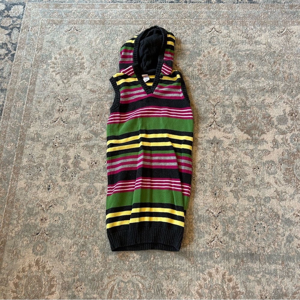 Gymboree girls size 10 striped sweater vest hoodie dress